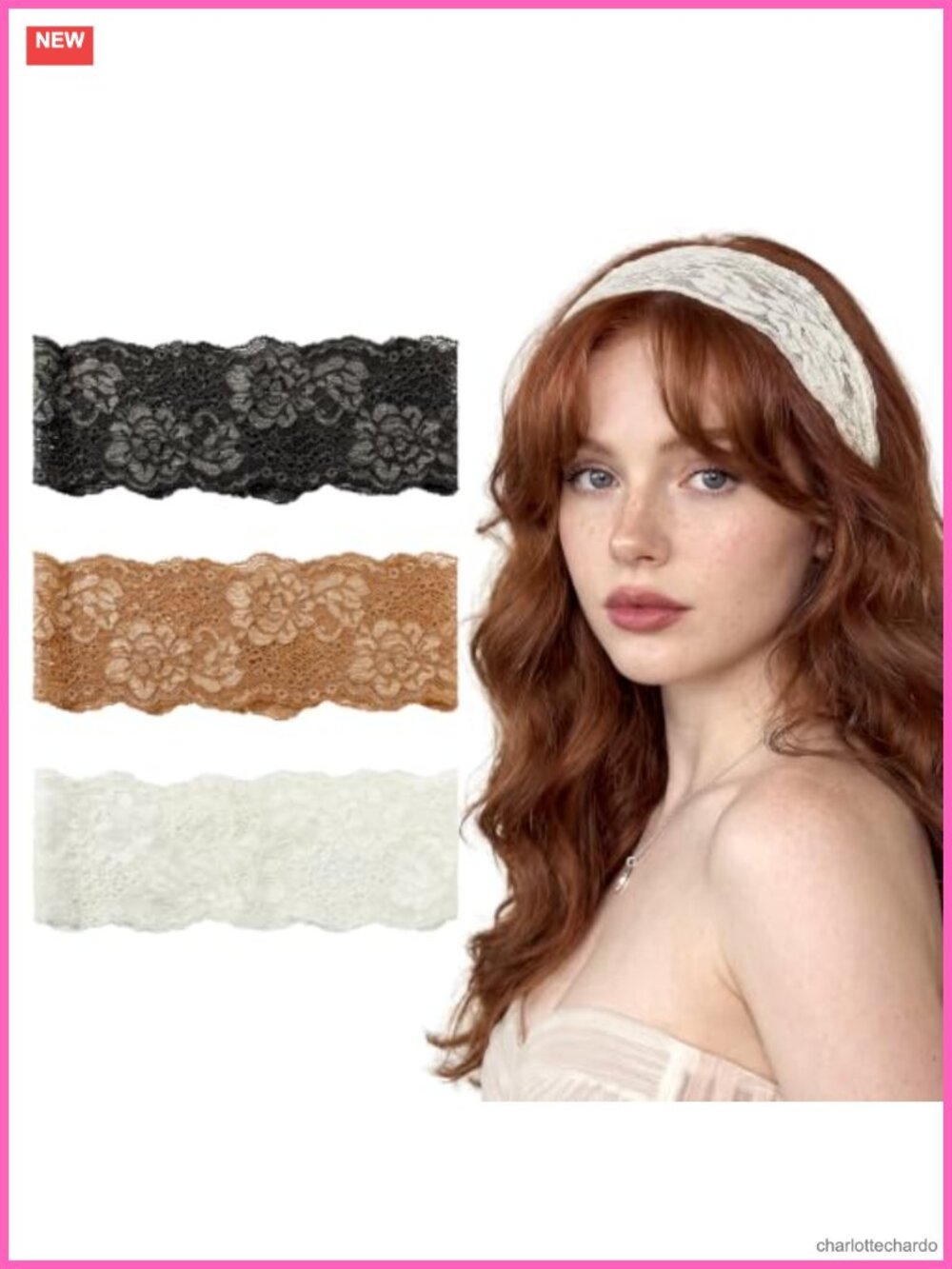 Floral Lace Headbands Set 3 Stretchy Thin Headbands Women